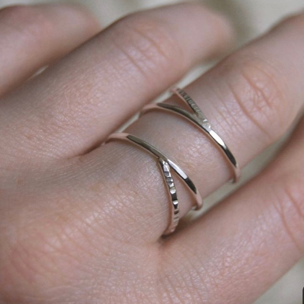 14K Gold Handcrafted Hammered Wrap Ring